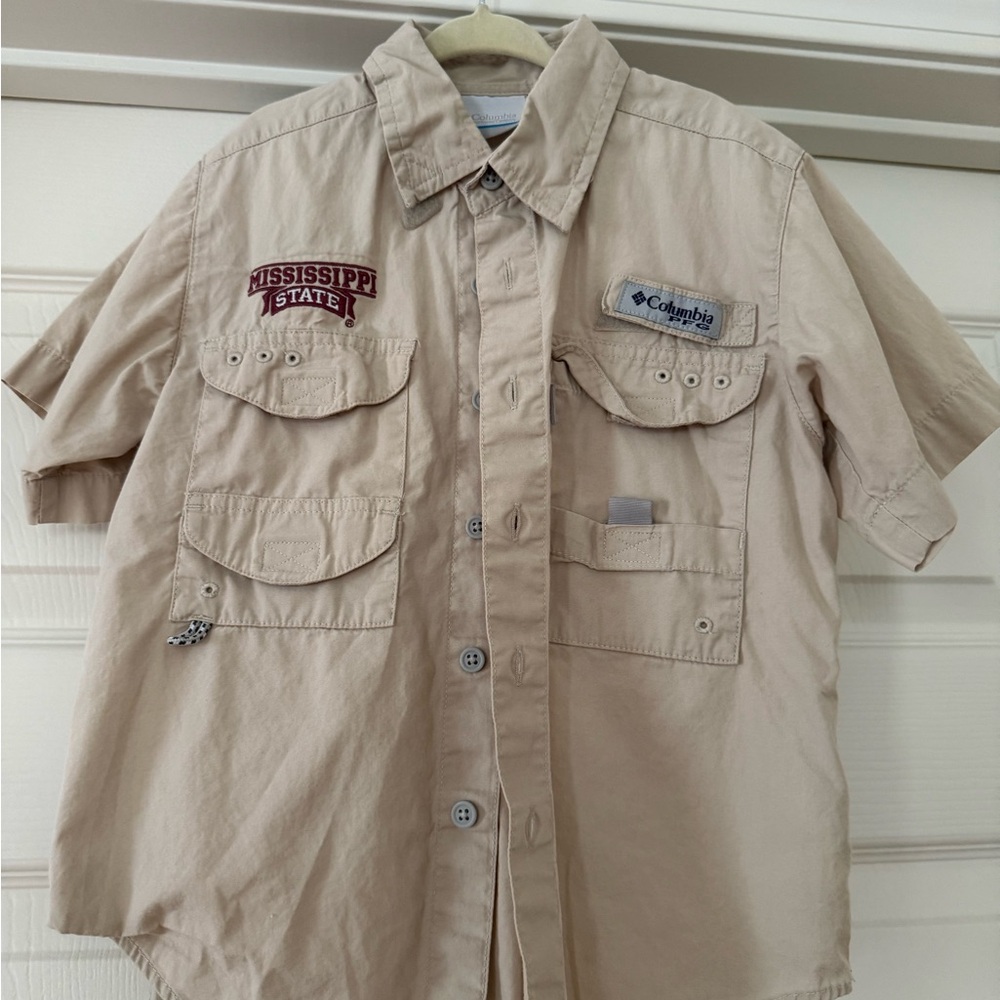 Columbia Men's Beige Button-Down Shirt